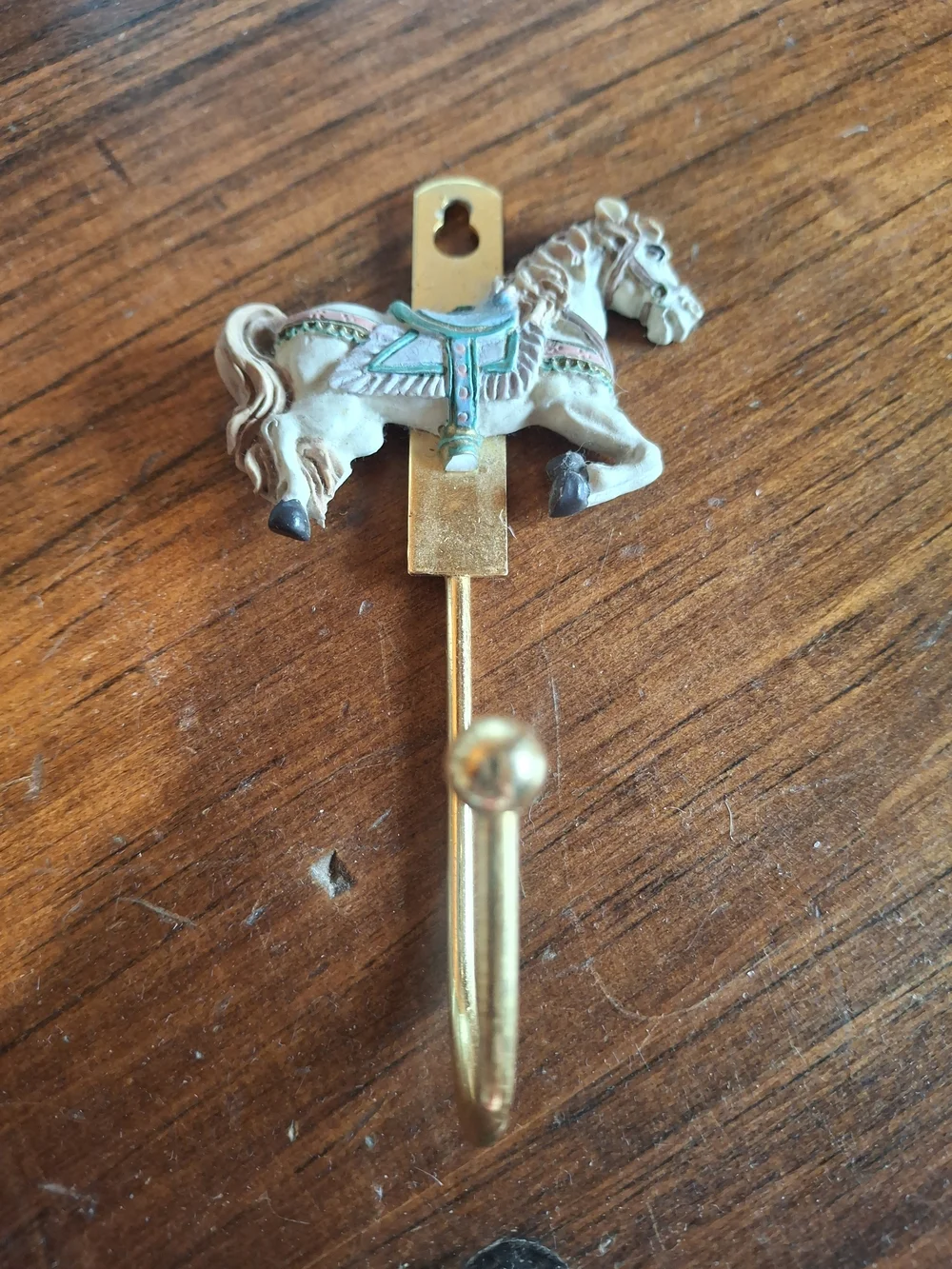 Decorative White Horse Carousel Hook & Ceramic Jewlery Box